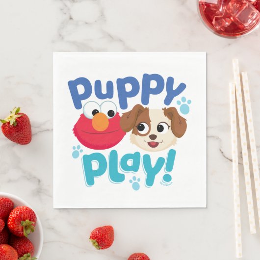 Serviette En Papier Rue Sésame | Puppy Play Elmo & Tango (En situation)