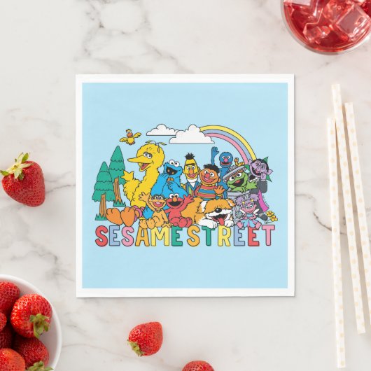 Serviette En Papier Rue Sésame | Rainbow Wave (En situation)