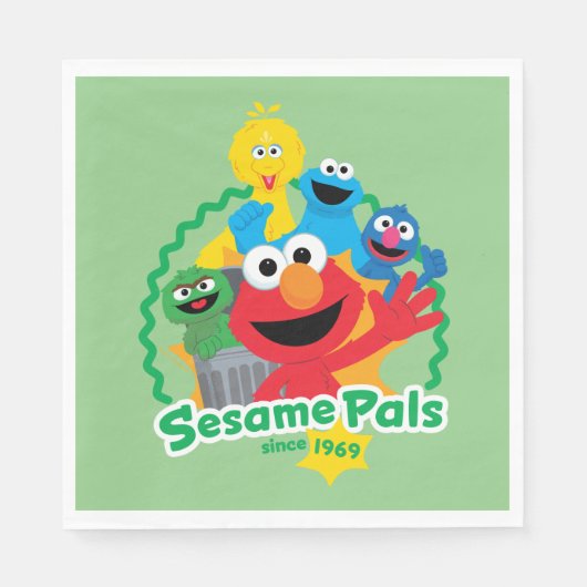 Serviette En Papier Rue Sésame | Sesame Pals depuis 1969 (Devant)