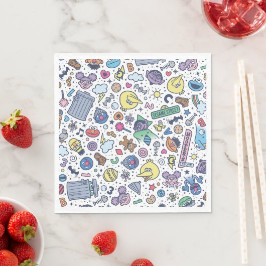 Serviette En Papier Rue Sésame | Sesame Pals DoodMotif (En situation)