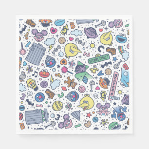Serviette En Papier Rue Sésame   Sesame Pals DoodMotif