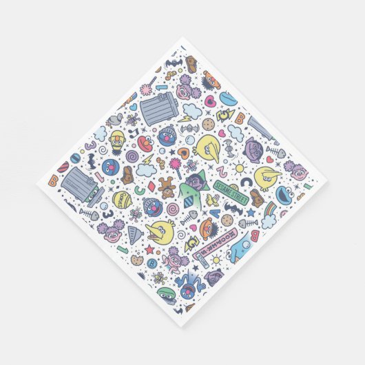 Serviette En Papier Rue Sésame | Sesame Pals DoodMotif (Coin)