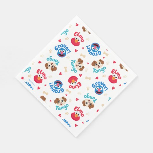 Serviette En Papier Rue Sésame | Tango, Elmo et Motif Grover (Coin)