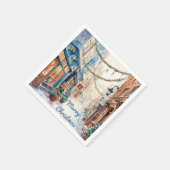 Serviette En Papier Rue Whimsical de la ruelle de Noël (Coin)