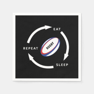 Serviette En Papier Rugby Manger Sleep Répéter Le Ventilateur De Sport