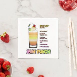 Serviette En Papier RUM PUNCH Cocktail Recette Art