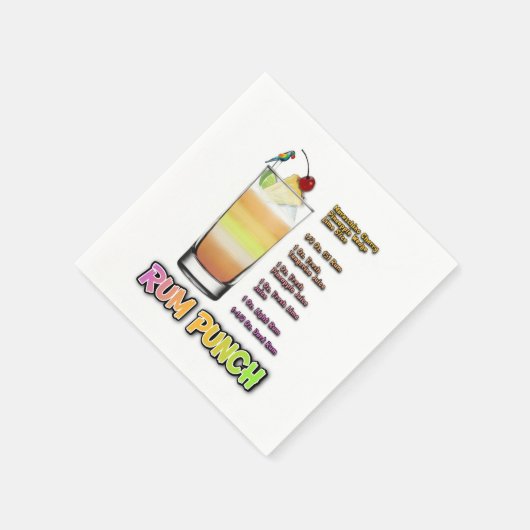 Serviette En Papier RUM PUNCH Cocktail Recette Art (Coin)