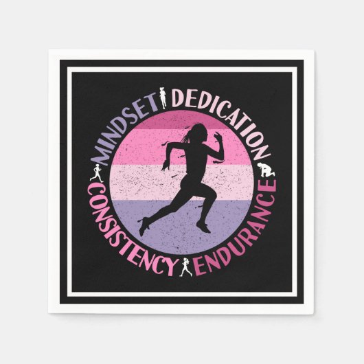 Serviette En Papier Running Mindset - Citation d'endurance de la fille (Devant)