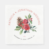 Serviette En Papier Russe aquarelle fleurie mariage de Noël (Devant)