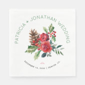Serviette En Papier Russe aquarelle fleurie mariage de Noël (Devant)