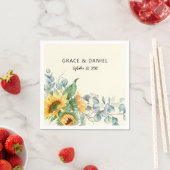 Serviette En Papier Russe Aquarelle Tournesol Mariage Eucalyptus (En situation)