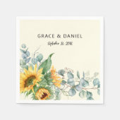 Serviette En Papier Russe Aquarelle Tournesol Mariage Eucalyptus (Devant)