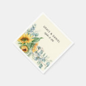 Serviette En Papier Russe Aquarelle Tournesol Mariage Eucalyptus (Coin)