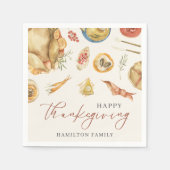 Serviette En Papier Russe Automne Aquarelle Chute Turquie Thanksgiving (Devant)