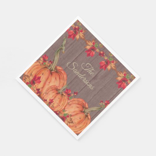 Serviette En Papier Russe Automne Bois Orange Citrouille Feuilles auto (Coin)