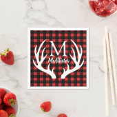 Serviette En Papier Russe Blanc Cerf Antlers Buffalo Check Plaid (En situation)