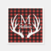 Serviette En Papier Russe Blanc Cerf Antlers Buffalo Check Plaid (Devant)