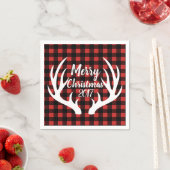 Serviette En Papier Russe Blanc Cerf Antlers Buffalo Check Plaid (En situation)