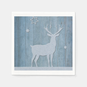 Serviette En Papier Russe Bleu Bois Reindeer Pays Noël