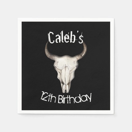 Serviette En Papier Russe Boho Bohemian Cow Bull fête d'anniversaire (Devant)