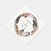 Serviette En Papier Russe Boho Feather Mariage Wreath (Coin)