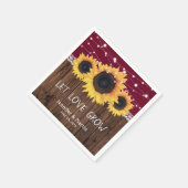 Serviette En Papier Russe Bois Burlap Dentelle Tournesol Bourgogne Mar (Coin)