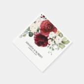 Serviette En Papier Russe Bourgogne Bourgogne Mariage Floral (Coin)