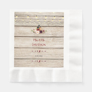 Serviette En Papier Russe Bourgogne Floral Lanterne Vieux Mariage de g