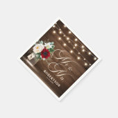 Serviette En Papier Russe Bourgogne Floral Mason Jar Mariage (Coin)