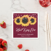 Serviette En Papier Russe Bourgogne Mariage de tournesol Burlap (En situation)