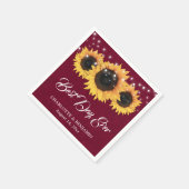 Serviette En Papier Russe Bourgogne Mariage de tournesol Burlap (Coin)
