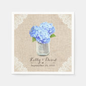 Serviette En Papier Russe Burlap Mason Jar Blue Hydrangea Mariage (Devant)