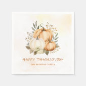 Serviette En Papier Russe Citrouille Automne Floral Thanksgiving Dîner (Devant)