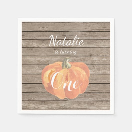 Serviette En Papier Russe Citrouille Automne Première fête d'anniversa (Devant)