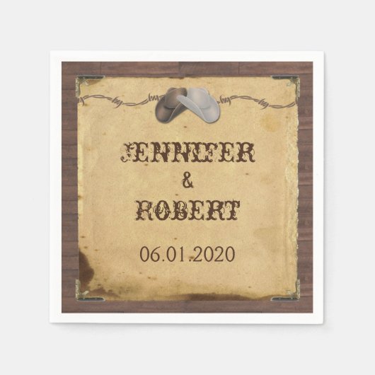 Serviette En Papier Russe Country Cowboy Casquette Mariage Napkin (Devant)