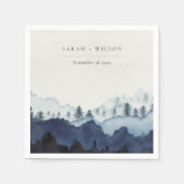 Serviette En Papier Russe Encre bleu marine Pine Woods Mariage de mont (Devant)