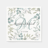 Serviette En Papier Russe Eucalyptus Sage Vert Mariage d'aquarelle (Devant)