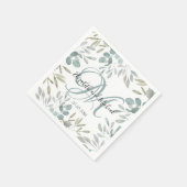 Serviette En Papier Russe Eucalyptus Sage Vert Mariage d'aquarelle (Coin)