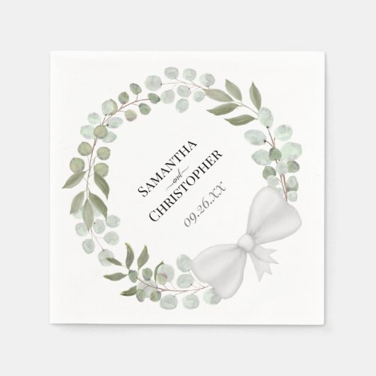 Serviette En Papier Russe Eucalyptus Wreath Mariage de conception diag (Devant)