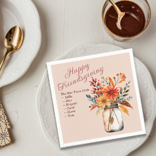 Serviette En Papier Russe Floraux Bouquet Friendsgiving Personnaliser