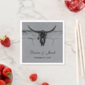 Serviette En Papier Russe Gris Noir Vache Occidentale Mariage crâne (En situation)