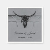 Serviette En Papier Russe Gris Noir Vache Occidentale Mariage crâne (Devant)
