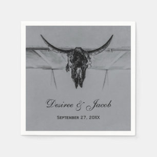 Serviette En Papier Russe Gris Noir Vache Occidentale Mariage crâne