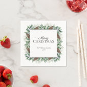 Serviette En Papier Russe hiver Fir Cone Joyeux Noël (En situation)
