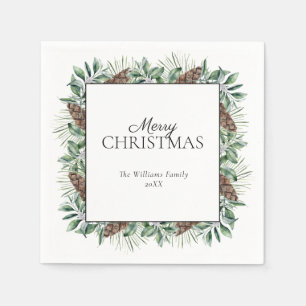 Serviette En Papier Russe hiver Fir Cone Joyeux Noël