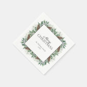 Serviette En Papier Russe hiver Fir Cone Joyeux Noël (Coin)