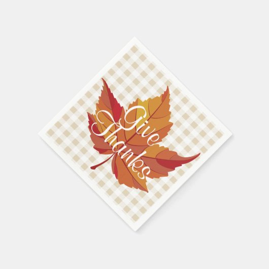 Serviette En Papier Russe Leaf Automne et Plaid Donner Merci (Coin)