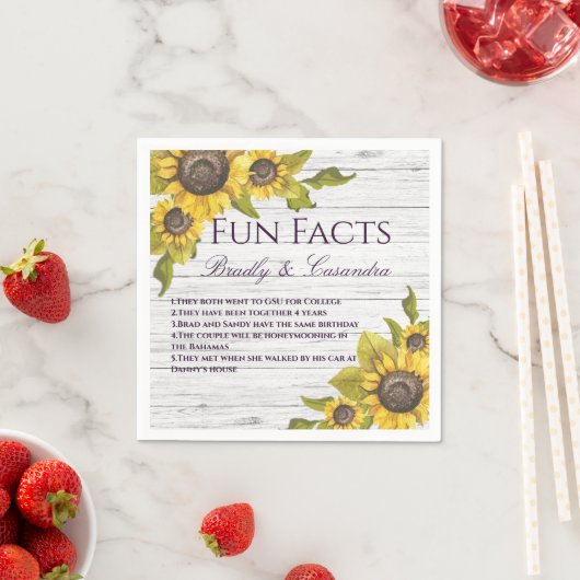 Serviette En Papier Russe Mariage Automne Jaune Tournesol Fun Faits (En situation)