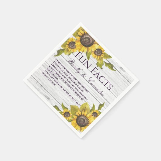 Serviette En Papier Russe Mariage Automne Jaune Tournesol Fun Faits (Coin)