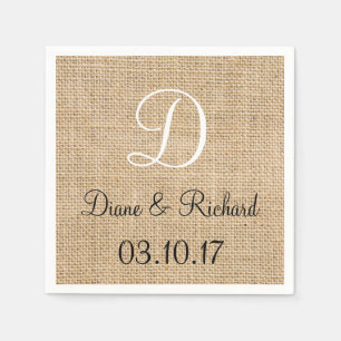 Serviette En Papier Russe Mariage Burlap Nom Date Monogramme